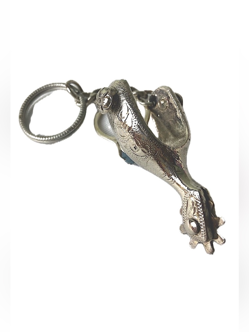 Vintage Western Spur Keychain Concho Style Silver look Yellowstone Aspen feels